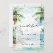 Strand und Palmen Save the Date Karte (Vorderseite)