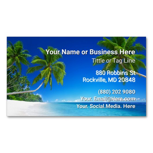 Strand und Palmen tropische Bäume Magnetische Visitenkarte (Vorderseite)