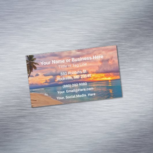 Strand und Palmen tropische Bäume Magnetische Visitenkarte (Beispiel)