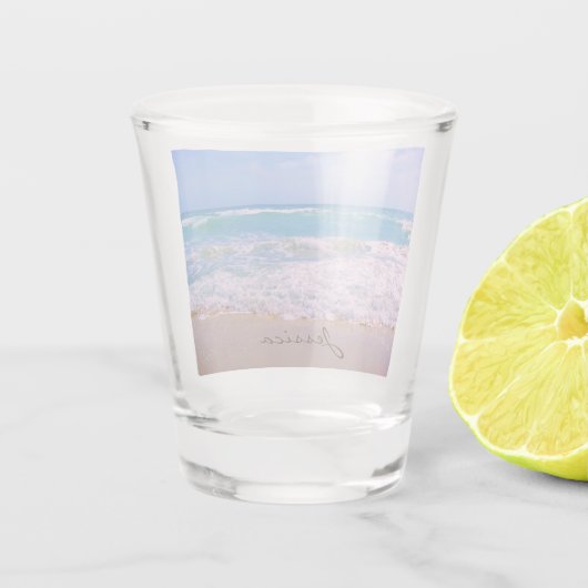 Strand und Personalisierter Name des schönen Meere Schnapsglas (Rückseite)