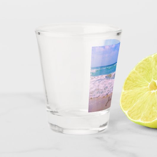 Strand und Personalisierter Name des schönen Meere Schnapsglas (Links)