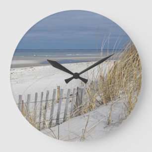Strand und Sandzaun Große Wanduhr