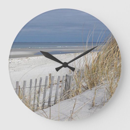 Strand und Sandzaun Große Wanduhr (Vorderseite)