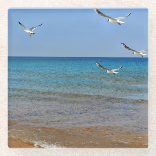 Strand und Seagulls Glasuntersetzer (Vorderseite)