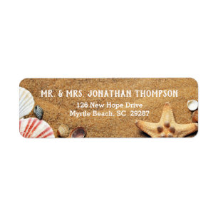 Strand und Seashell Wedding Rücksendeadresse Stick