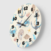 Strand-und Seeleben-themenorientiertes Muster Große Wanduhr (Winkel)