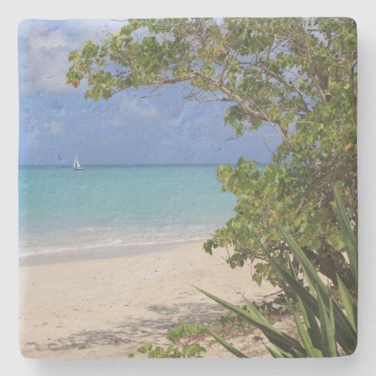 Strand und Segelboot im Untersetzer Antigua Platz (Vorderseite)