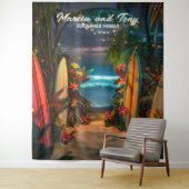 Strand und Surfbretter im Hintergrund Wandteppich (Beispiel)