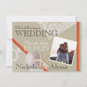 Strand und Vintage Spitzen Romantische Save the Da Date