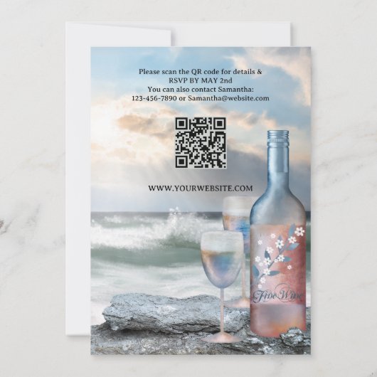 Strand und Wein Bachelorette Einladung (Rückseite)
