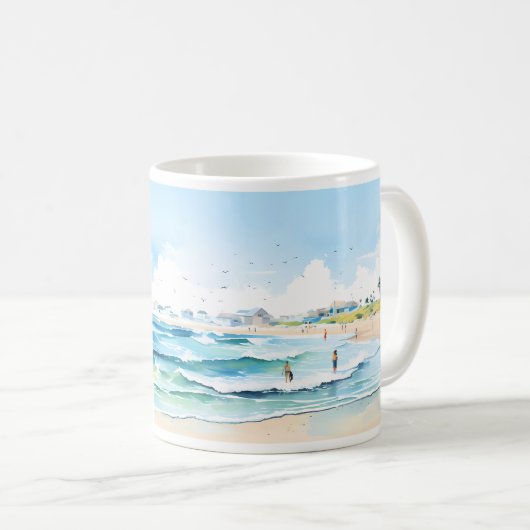Strand und Wellengang Kaffeetasse (VorderseiteRechts)