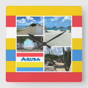 Strand und Wüste Aruba Quadratische Wanduhr