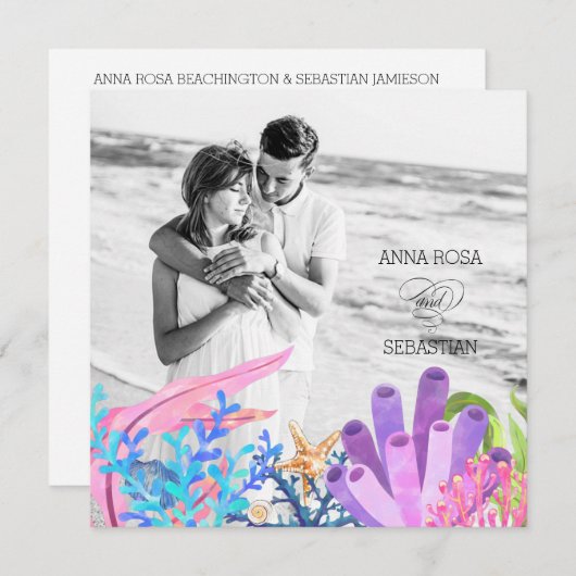 *~* Strand unter Meer AR7 QR UAWG WEDD Einladung (Vorne/Hinten)