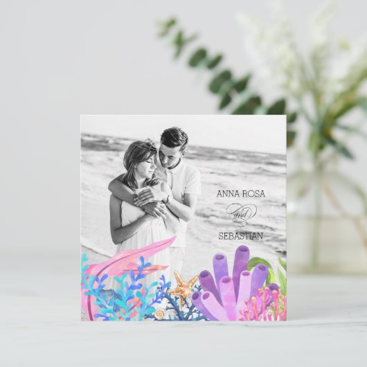 *~* Strand unter Meer AR7 QR UAWG WEDD Einladung (Stehend Vorderseite)