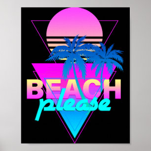 Strand Vaporwave Retro Palme & Sonnenuntergang Poster