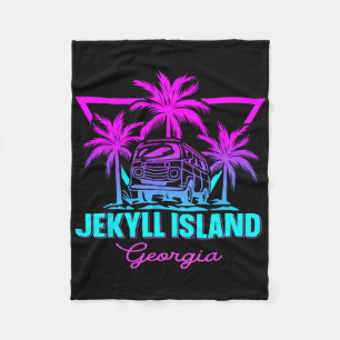 Strand Vaporwave Urlaubs-Souvenir Jekyll Island 1 Fleecedecke