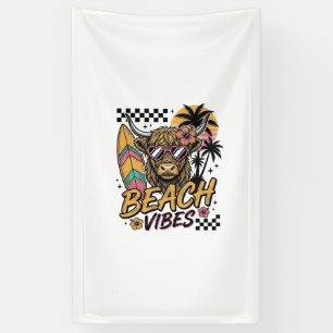 Strand-Vibes Highland-Kuh Sommer-Vektor-Art_1 Banner