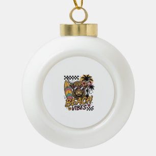 Strand-Vibes Highland-Kuh Sommer-Vektor-Art_1 Keramik Kugel-Ornament