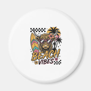 Strand-Vibes Highland-Kuh Sommer-Vektor-Art_1 Magnet