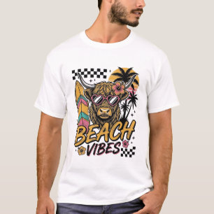 Strand-Vibes Highland-Kuh Sommer-Vektor-Art_1 T-Shirt