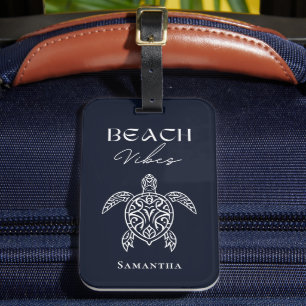 Strand-Vibes Meeresschildkröte Personalisiert Navy Gepäckanhänger