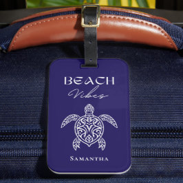 Strand-Vibes Meeresschildkröte Personalisiert Navy Gepäckanhänger