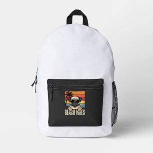Strand-Vibes-Mops-Hund-Sonnenuntergang Bedruckter Rucksack