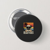 Strand-Vibes-Mops-Hund-Sonnenuntergang Button (Vorne & Hinten)