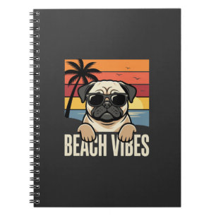 Strand-Vibes-Mops-Hund-Sonnenuntergang Notizblock