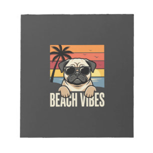 Strand-Vibes-Mops-Hund-Sonnenuntergang Notizblock