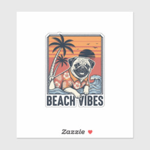 Strand-Vibes-Mops im Vintage-Schnitt Design_1 Aufkleber