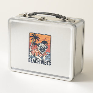 Strand-Vibes-Mops im Vintage-Schnitt Design_1 Metall Brotdose