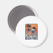 Strand-Vibes-Mops im Vintage-Schnittdesign_1 Magnet (Vorderseite/Rückseite)