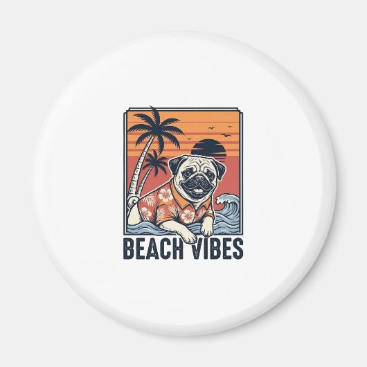Strand-Vibes-Mops im Vintage-Schnittdesign_1 Magnet (Vorne)