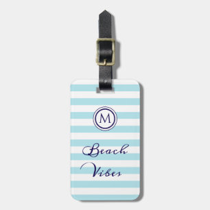 Strand-Vibes Nautilus-Streifen Blau-Weiß-Monogramm Gepäckanhänger
