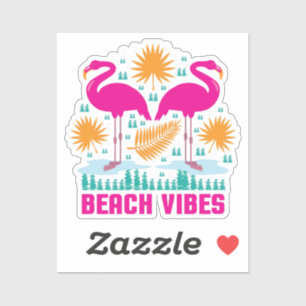 Strand-Vibes Rosa Flamingo-Design Aufkleber