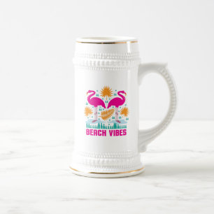 Strand-Vibes Rosa Flamingo-Design Bierglas
