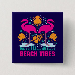 Strand-Vibes Rosa Flamingo-Design Button