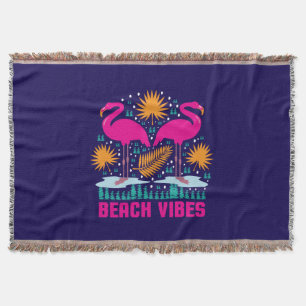 Strand-Vibes Rosa Flamingo-Design Decke