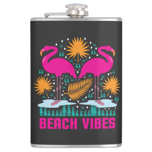 Strand-Vibes Rosa Flamingo-Design Flachmann