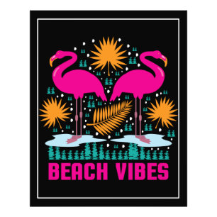 Strand-Vibes Rosa Flamingo-Design Fotodruck