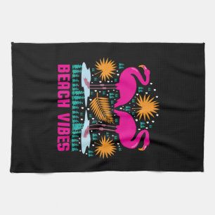 Strand-Vibes Rosa Flamingo-Design Geschirrtuch