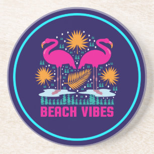 Strand-Vibes Rosa Flamingo-Design Getränkeuntersetzer