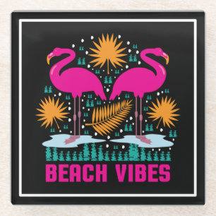 Strand-Vibes Rosa Flamingo-Design Glasuntersetzer
