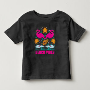 Strand-Vibes Rosa Flamingo-Design Kleinkind T-shirt