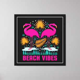 Strand-Vibes Rosa Flamingo-Design Leinwanddruck