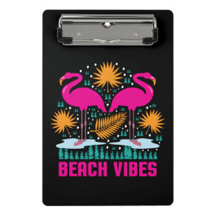 Strand-Vibes Rosa Flamingo-Design Mini Klemmbrett