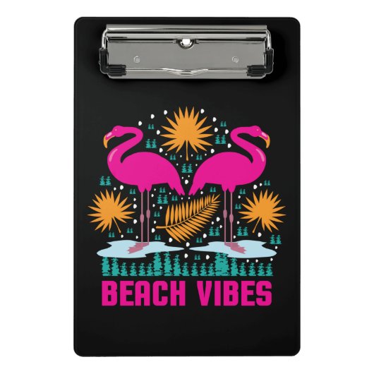 Strand-Vibes Rosa Flamingo-Design Mini Klemmbrett (Vorderseite)