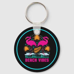 Strand-Vibes Rosa Flamingo-Design Schlüsselanhänger