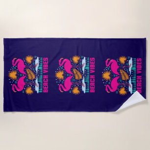 Strand-Vibes Rosa Flamingo-Design Strandtuch